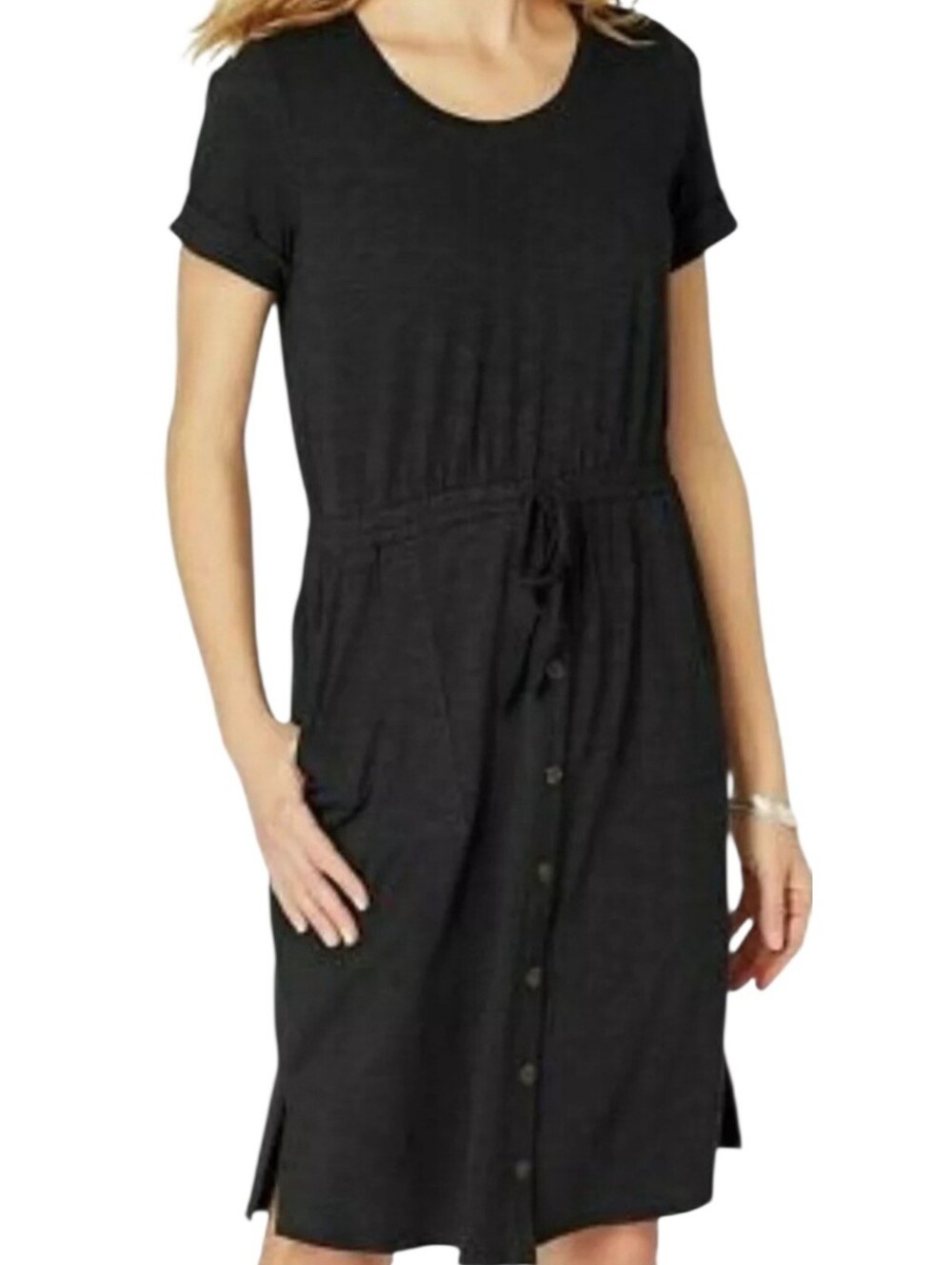 J. Jill Black Short Sleeve‎ T-Shirt Dress Size XS Petite